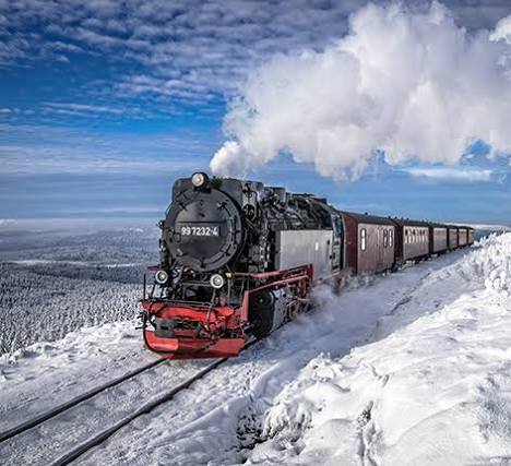 Steam train climbing toward Brocken summit